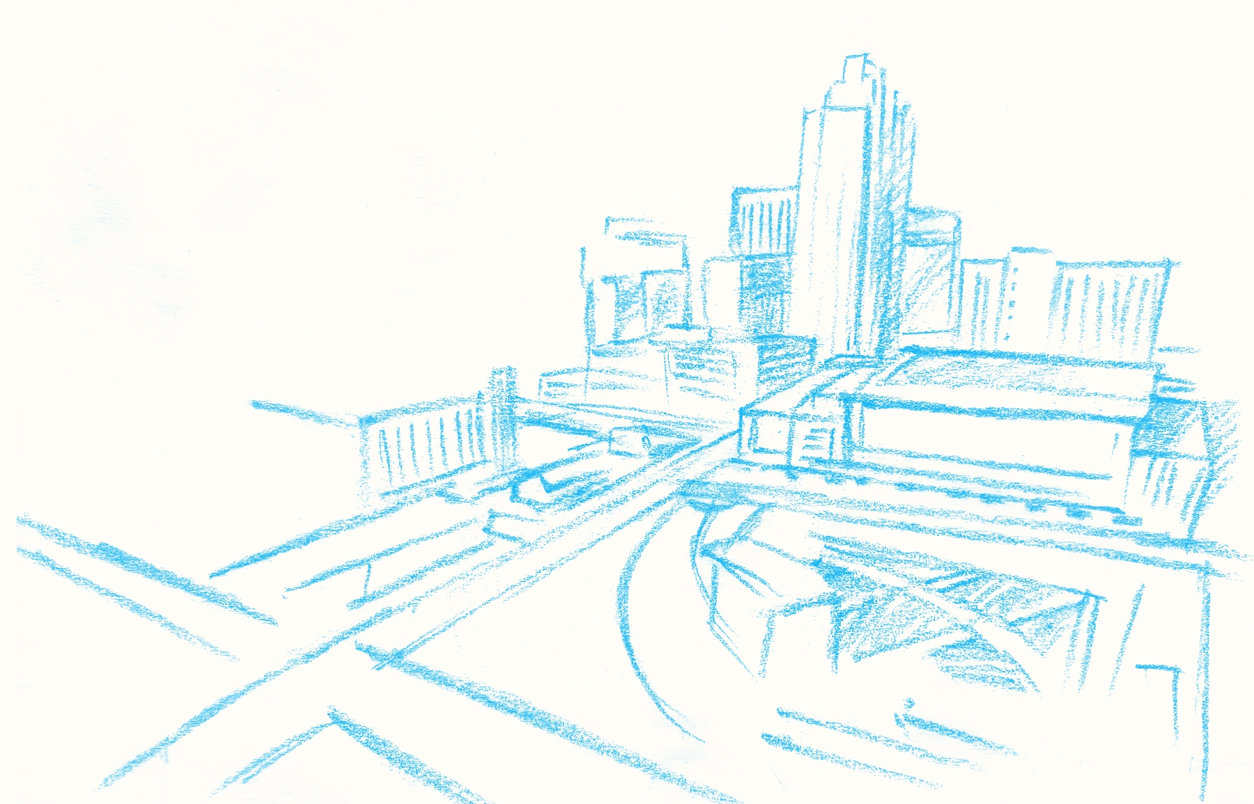 Morrisville, North Carolina. Sky view illustration of Down Town Raleigh